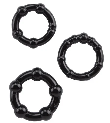 KIT 3 ANILLOS NEGRO DE SILICONA PARA EL PENE