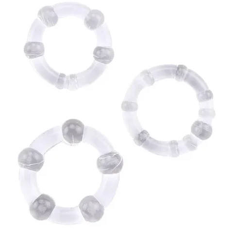 KIT 3 ANILLOS TRANSPARENTE DE SILICONA PARA EL PENE