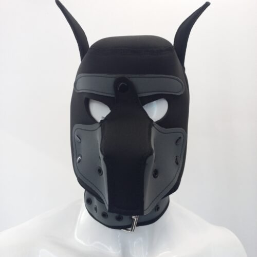 Mascara Perro, Arnes y Collar Negro y Gris