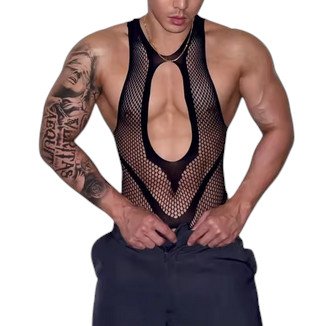 Body y Pantimedias de Malla Negro