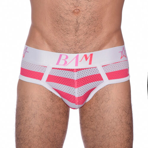 Interior Brief Malla Rayas Rojas