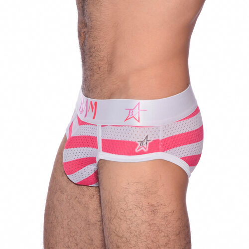 Interior Brief Malla Rayas Rojas