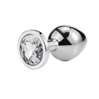 Plug Anal Joya Transparente En Acero Talla L