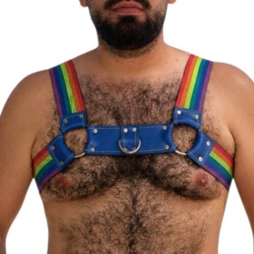 Arnés Elástico Pride Cuero Azul