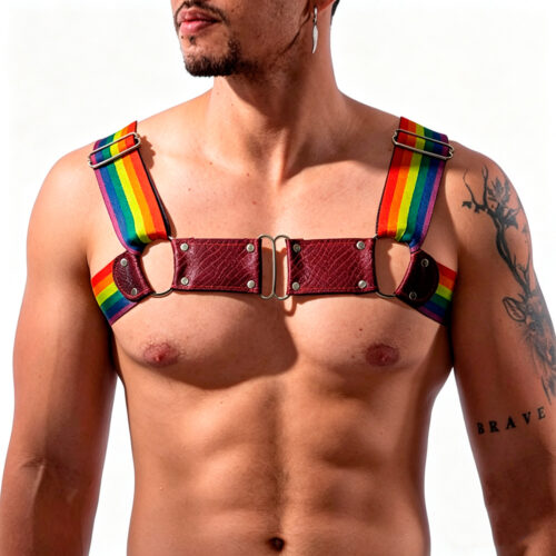 Arnés Elástico Pride Cuero Rojo