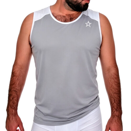 Camisilla Deportiva Gris y Blanco