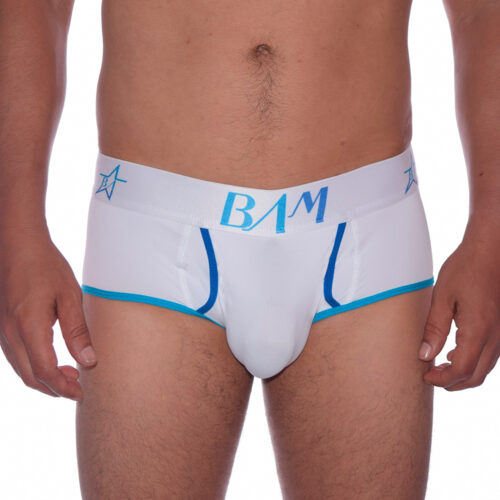 Brief Realce Delantero Blanco Sesgos Azules