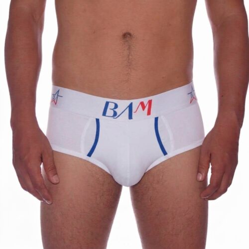 Brief Realce Delantero Blanco Sesgo Azul